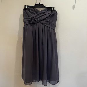 Bill Levkoff gray bridesmaid dress